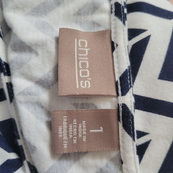 Chicos Womens Chevron Print Knit Top With Side Tie Detail Size 1 Medium - Picture 5 of 5